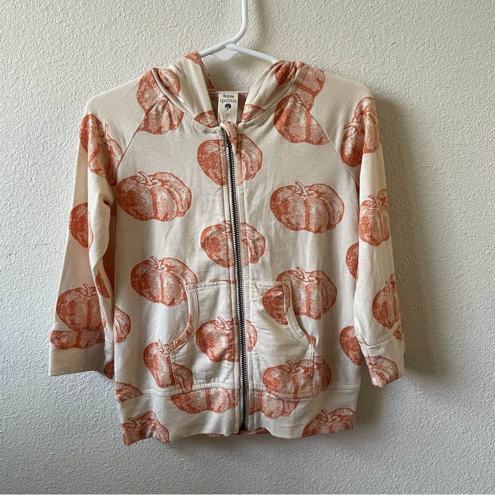 Kate Quinn NEW w/o Tags 2T Pumpkin Print Zip Up Hoodie